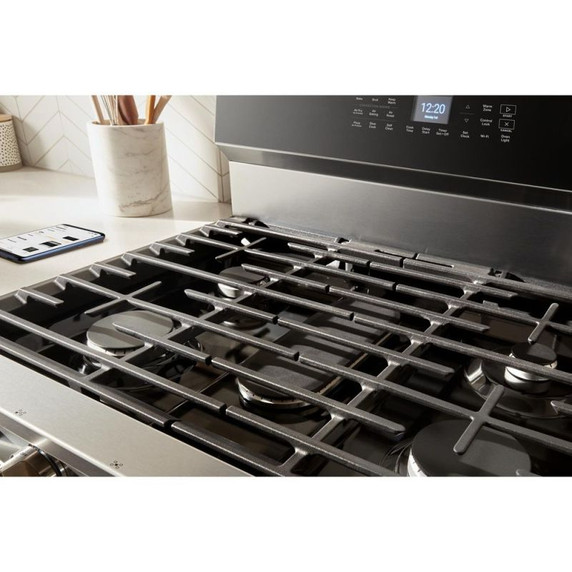 Whirlpool® 30-inch Smart Gas Range with True Convection, Steam/Self Cleaning, Rapid Preheat 5.3 CuFt Capacity WFGS7530RZ