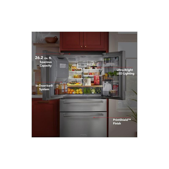 Kitchenaid® 26.2 Cu. Ft. Multi-Door French Door Refrigerator with Platinum Interior KRMF536RPS