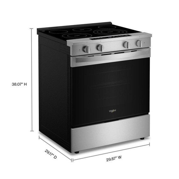 Whirlpool® 30-inch Smart Slide in Electric Range with True Convection, No Preheat Air Fry, WipeClean™ Coating, Steam/Self Clean and High Speed Preheat YWSES7530RZ