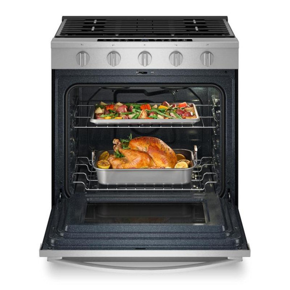 Whirlpool® 30-inch Smart Slide In Gas Range with True Convection, No Preheat Air Fry, Steam/Self Clean and High Speed Preheat WSGS7530RZ