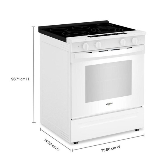 Whirlpool® 30-inch Smart Slide in Electric Range with True Convection, No Preheat Air Fry, WipeClean™ Coating, Steam/Self Clean and High Speed Preheat YWSES7530RW