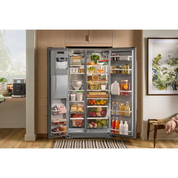 Kitchenaid® 28.7 Cu. Ft. Side-by-Side Refrigerator with Exterior Ice and Water Dispenser in PrintShield™ Finish KRSF536RPS