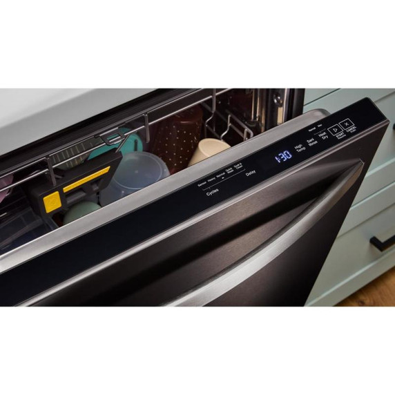 Whirlpool® 24-Inch Dishwasher with Total Coverage Wash Action and Auto Open Air Dry in Fingerprint Resistant Black Stainless WDTS8024SV