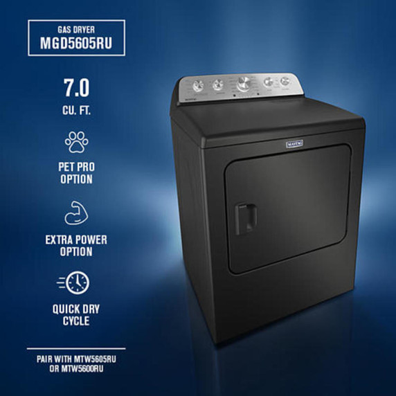 Maytag® 7.0 Cu Ft. Load Gas Dryer with Extra Power and Pet Pro Option MGD5605RU