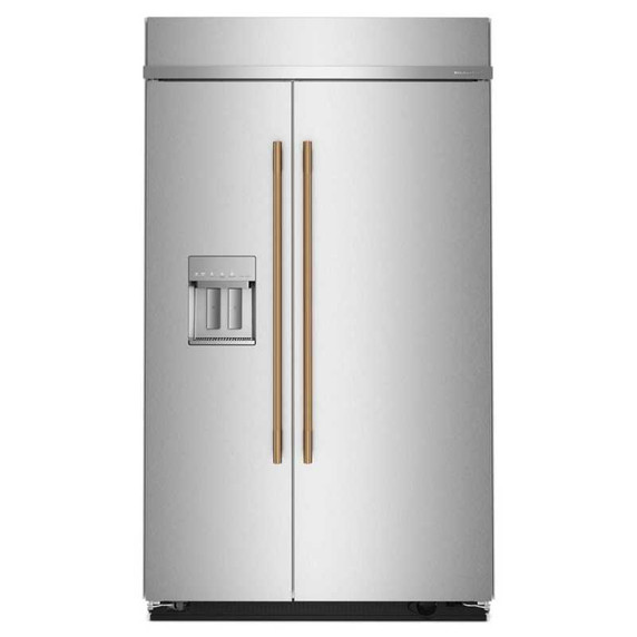 Kitchenaid® 29.4 Cu. Ft. 48" Built-In Side-by-Side Refrigerator features Exterior Water and Ice Dispenser with Measured Fill KBSD748SPS