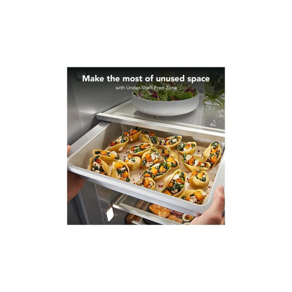 Kitchenaid® 29.4 Cu. Ft. 48" Built-In Side-by-Side Refrigerator features Exterior Water and Ice Dispenser with Measured Fill KBSD748SPS