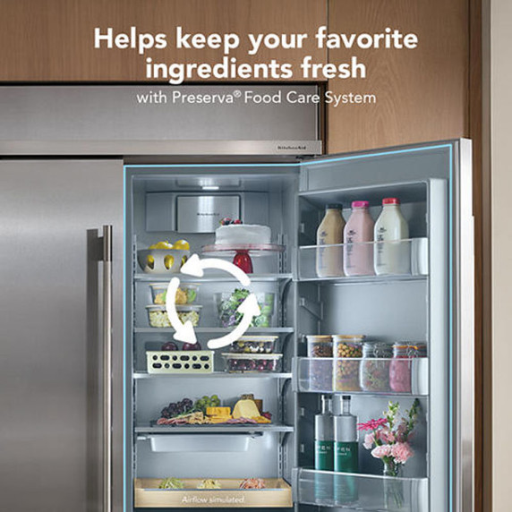Kitchenaid® 25.1 Cu. Ft. 42" Built-In Side-by-Side Refrigerator features Exterior Water and Ice Dispenser with Measured Fill KBSD742SPS