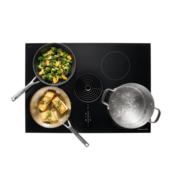 Kitchenaid® 30-inch NextGen Induction Downdraft Cooktop with 4 Cooking Zones KCID930SBL
