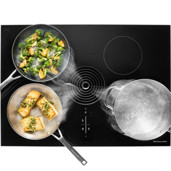Kitchenaid® 30-inch NextGen Induction Downdraft Cooktop with 4 Cooking Zones KCID930SBL