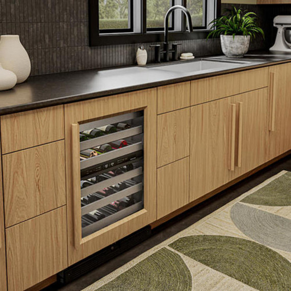 Kitchenaid® 24" Undercounter Wine Cellar with Full-Extension Wood-Front Racks KUWR324SPA