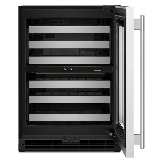 Kitchenaid® 24" Undercounter Wine Cellar with Full-Extension Metal-Front Racks KUWR324SSB