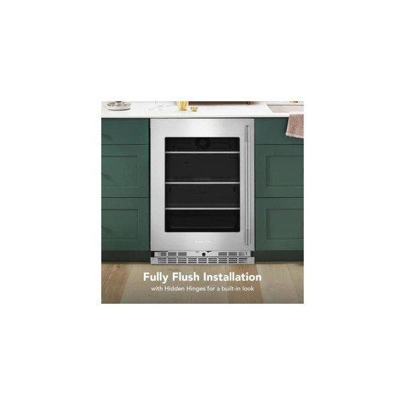 Kitchenaid® 24" Undercounter Refrigerator with Glass Door and Shelves with Metallic Accents KURL524SPS