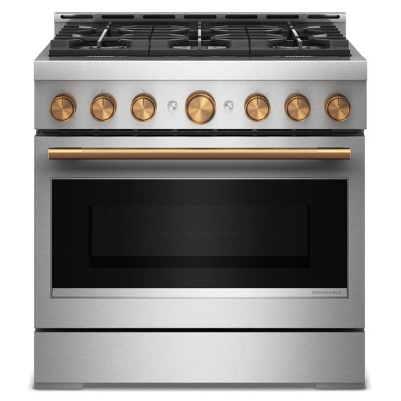 KitchenAid® 36-Inch 6 Burner Commercial-Style Gas Range with No Preheat Air Fry Mode KFGS936SSS