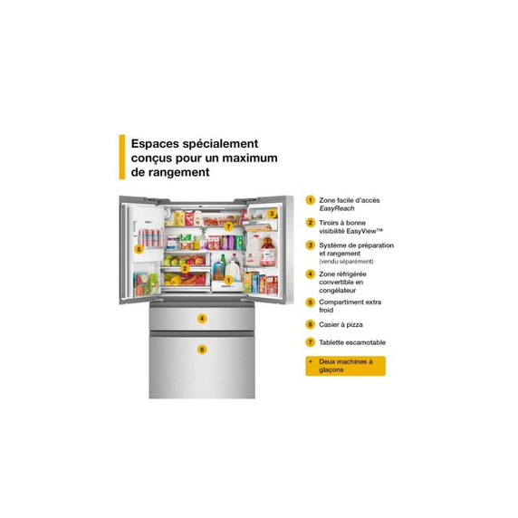 Whirlpool® 36-inch Wide True Counter Depth 4-Door French Door Refrigerator - 22 cu. ft. WRMC7036RV