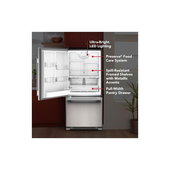 Kitchenaid® 19 Cu. Ft. 30-Inch Standard-Depth Bottom Mount Refrigerator with Left Door Swing KRBL130SPS