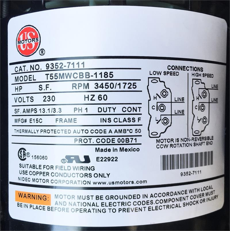 Sundance Spas 6500-262, 6500-762 Spa Pump for Palermo - 2 Speed 2 HP, 4 Brake HP