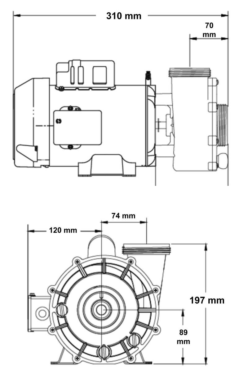 Sundance Spas New Version Heater Circulation Pump Replaced Obsolete Emerson K55MYKRF-9557, 9352-9304, 220-240V Export Version
