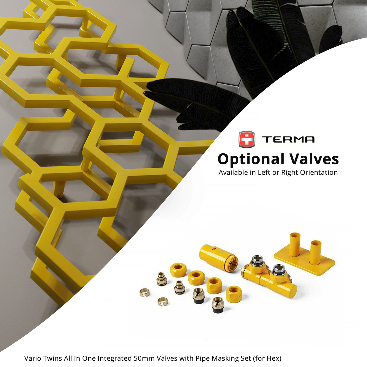 Terma HEX Designer Radiator - 1220 x 486mm - Mustard