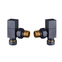 Cubic Square Angled Radiator Valves - Anthracite