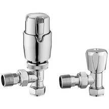 Thermostatic Controlled Angled Radiator Valves - Chrome