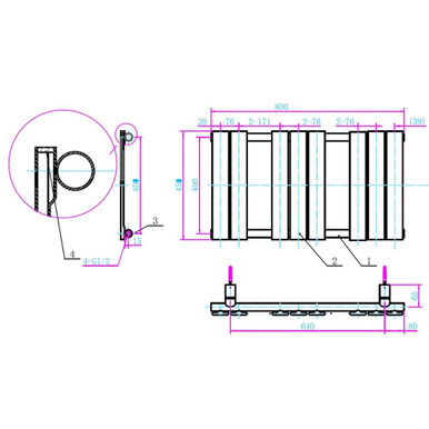 Queenstown Designer Towel Radiator -Anthracite Grey- 800 x 450mm