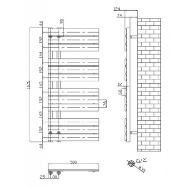 Wellington Anthracite Grey Designer Offset Radiator- 1126 x 500mm
