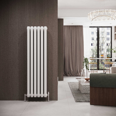 Reina Coneva Vertical - White Mild Steel Designer Single Radiator -1800mm x 510mm