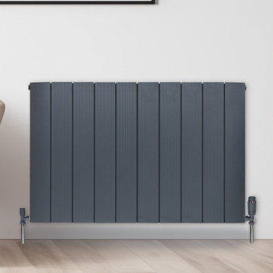 Adept KAVA Aluminium Horizontal Single Designer Radiator - 600 x 945mm - Anthracite