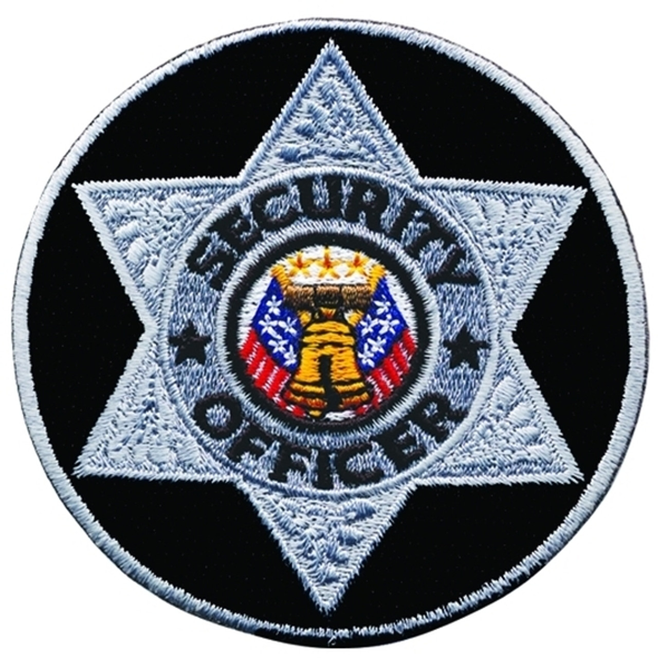 SECURITY OFFICER Badge Patch, Silver/Black, 3 Circle - Emblem