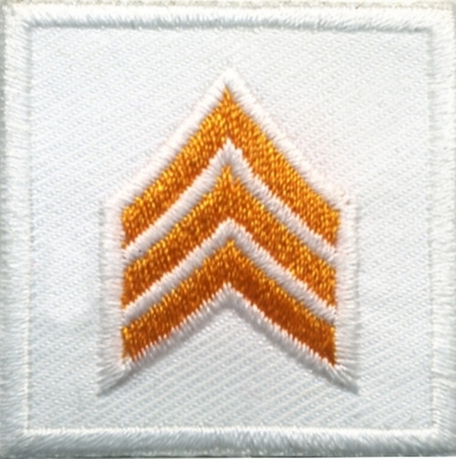 SGT, Embroidered Rank, Pair, Dark Gold/White, Outline, 1-1/2x1-1/2"