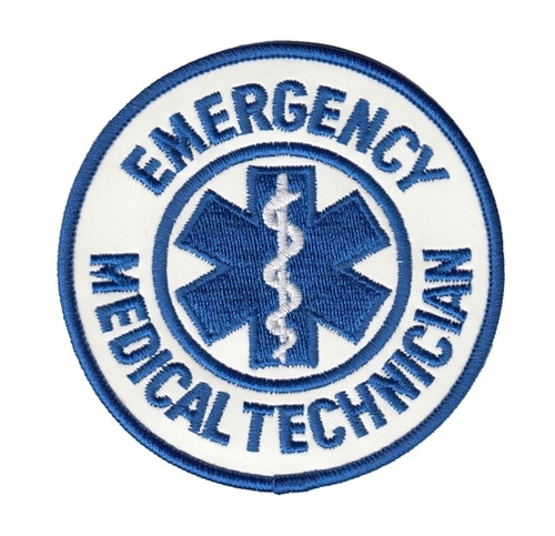 EMT Shoulder Patch, Reflective, Reflective White, 3-1/2" Cir