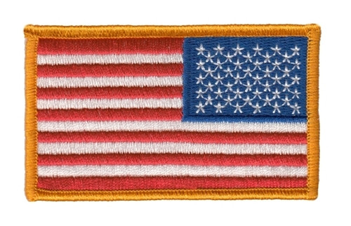 U.S. Flag Patch, Reverse, Dark Gold, 3-3/8x2"