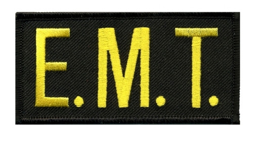 E.M.T. Chest Patch, Hook, Medium Gold/Black, 4x2"