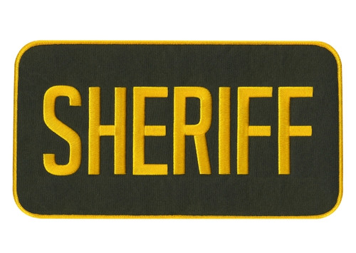 SHERIFF Back Patch, Hook, Gold/O.D., 11x5-1/2"