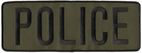 POLICE Back Patch, Hook, Black/O.D., 11x4"