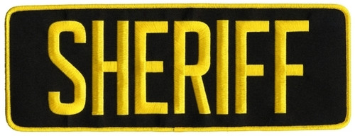 SHERIFF Back Patch, Hook, Medium Gold/Black, 11x4"