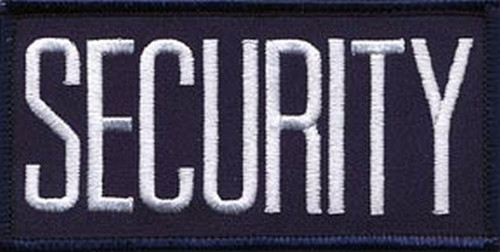 SECURITY Chest Patch, Hook, White/Navy Blue, 4x2"