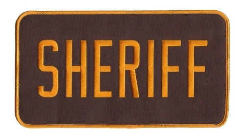 SHERIFF Back Patch, Hook, Dark Gold/Brown, 9x5"