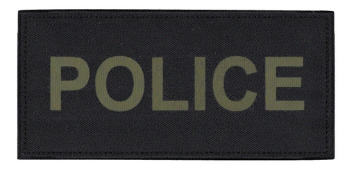 POLICE Chest Patch, Printed, Hook w/Loop, Tactical Stlye, O.D./Black, 5-1/2x2-5/8"