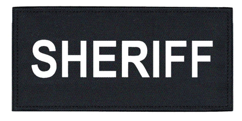 SHERIFF Chest Patch, Printed, Hook w/Loop, Tactical Stlye, White/Midnight, 5-1/2x2-5/8"