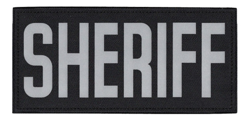 SHERIFF Chest Patch, Printed, Relective, Hook w/Loop, Tactical, Silver/Black, 5-1/2x2-5/8"