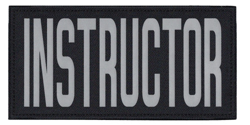 INSTRUCTOR, Back Patch, Printed, Reflective, Hook w/Loop, Tactical, Silver/Midnight, 11x5-1/2"
