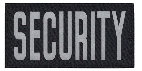 SECURITY, Back Patch, Printed, Reflective, Hook w/Loop, Tactical, Silver/Midnight, 11x5-1/2"