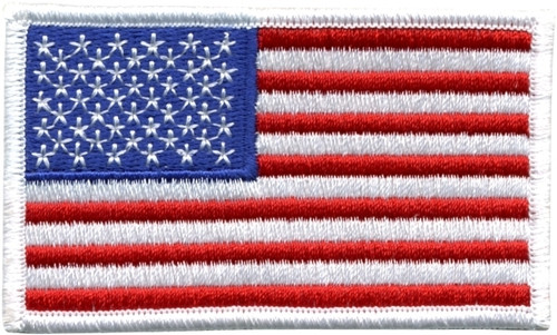 U.S. Flag Patch, White Border, 3-1/4x1-13/16"