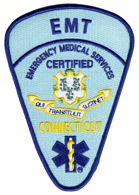 CONNECTICUT CERTIFIED EMT Shoulder Patch, 4-1/8x5-3/4"