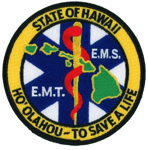 HAWAII E.M.T. E.M.S. Shoulder Patch, 4" Circle