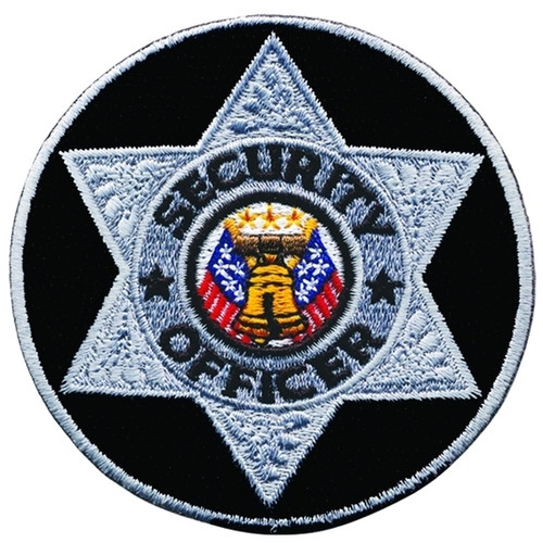 SECURITY OFFICER Badge Patch, Silver/Black, 3" Circle SECURITY OFFICER Badge Patch, Silver/Black, 3" Circle
