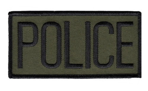 POLICE Chest Patch, Black/O.D., 4x2"