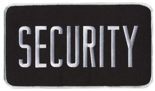 SECURITY Back Patch, White/Black, 9x5"