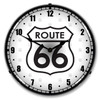 White Route 66 LED Backlit Clock